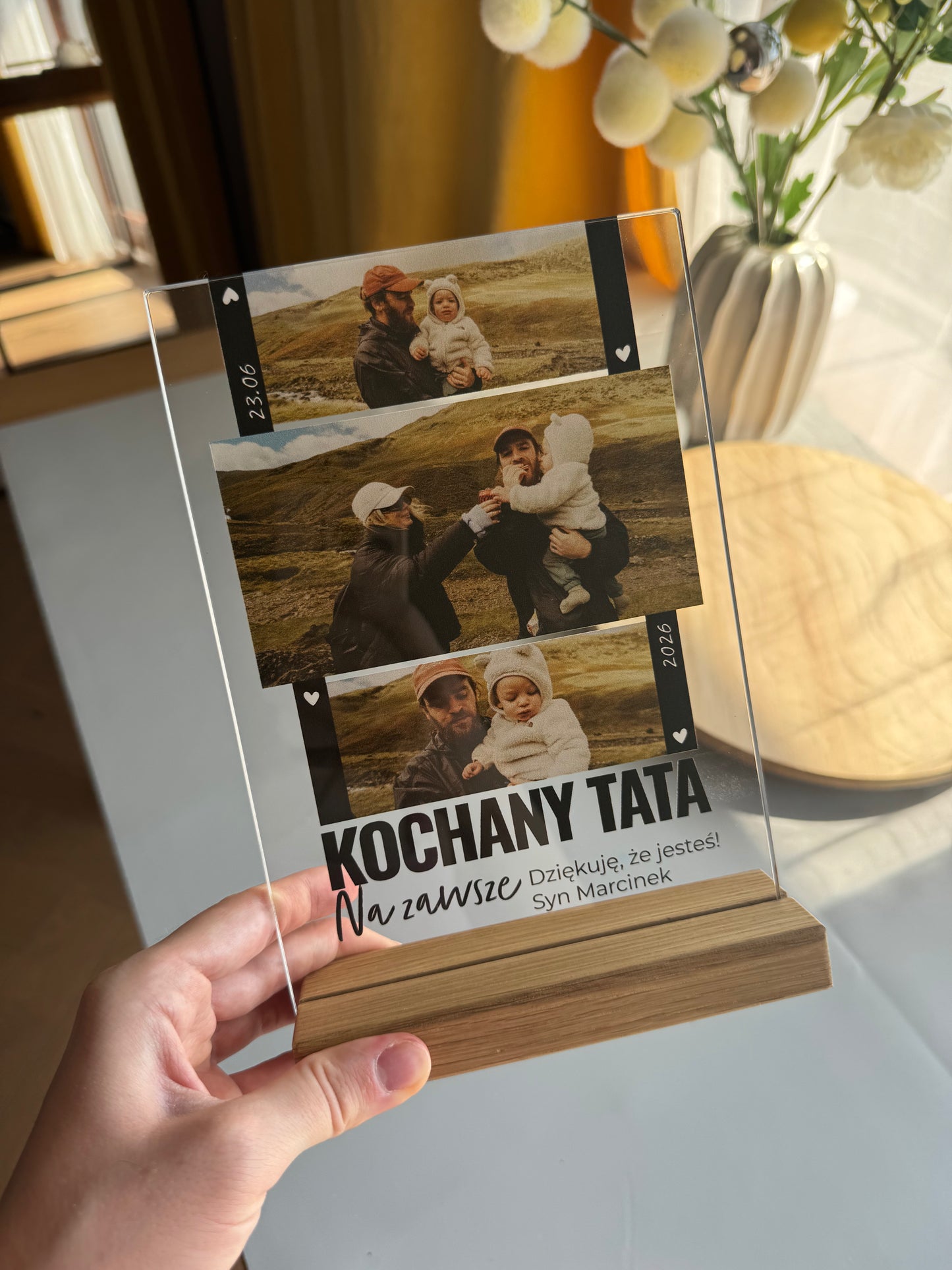 Personalizowana Tabliczka "Tata w Trzech Kadrach"